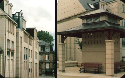 Kiosque et rue de construction sedan